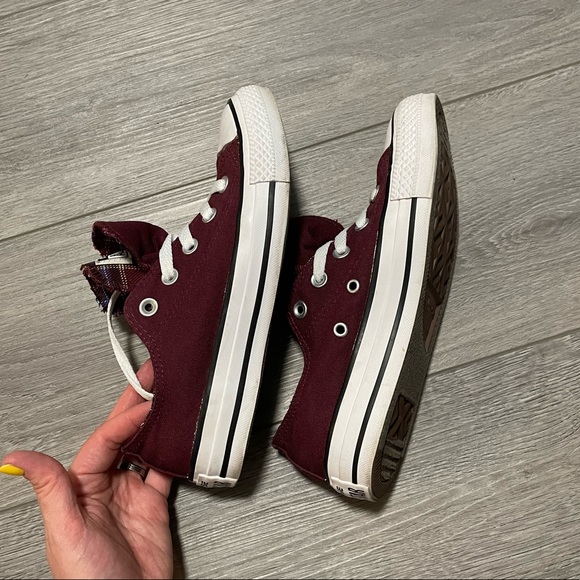 Maroon/Plaid Converse - Picture 6 of 8